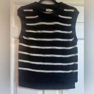 FAHERTY Striped Sleeveless Knit Sweater-M